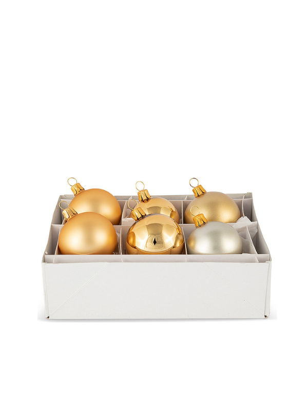 Lot de 6 petites boules en verre coloris doré